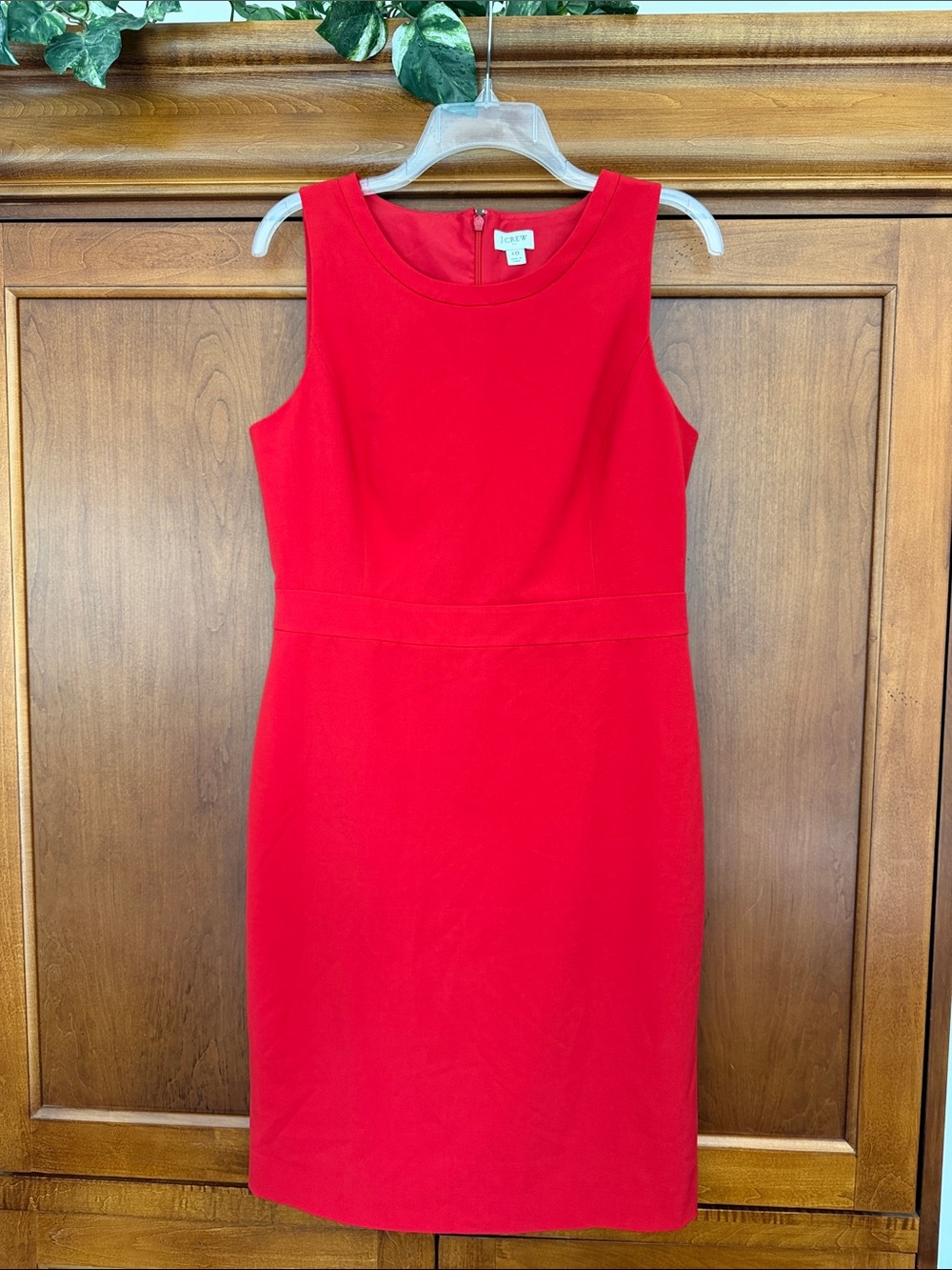 J. Crew Sleeveless Red Sheath Dress with Tailored Waist size 10